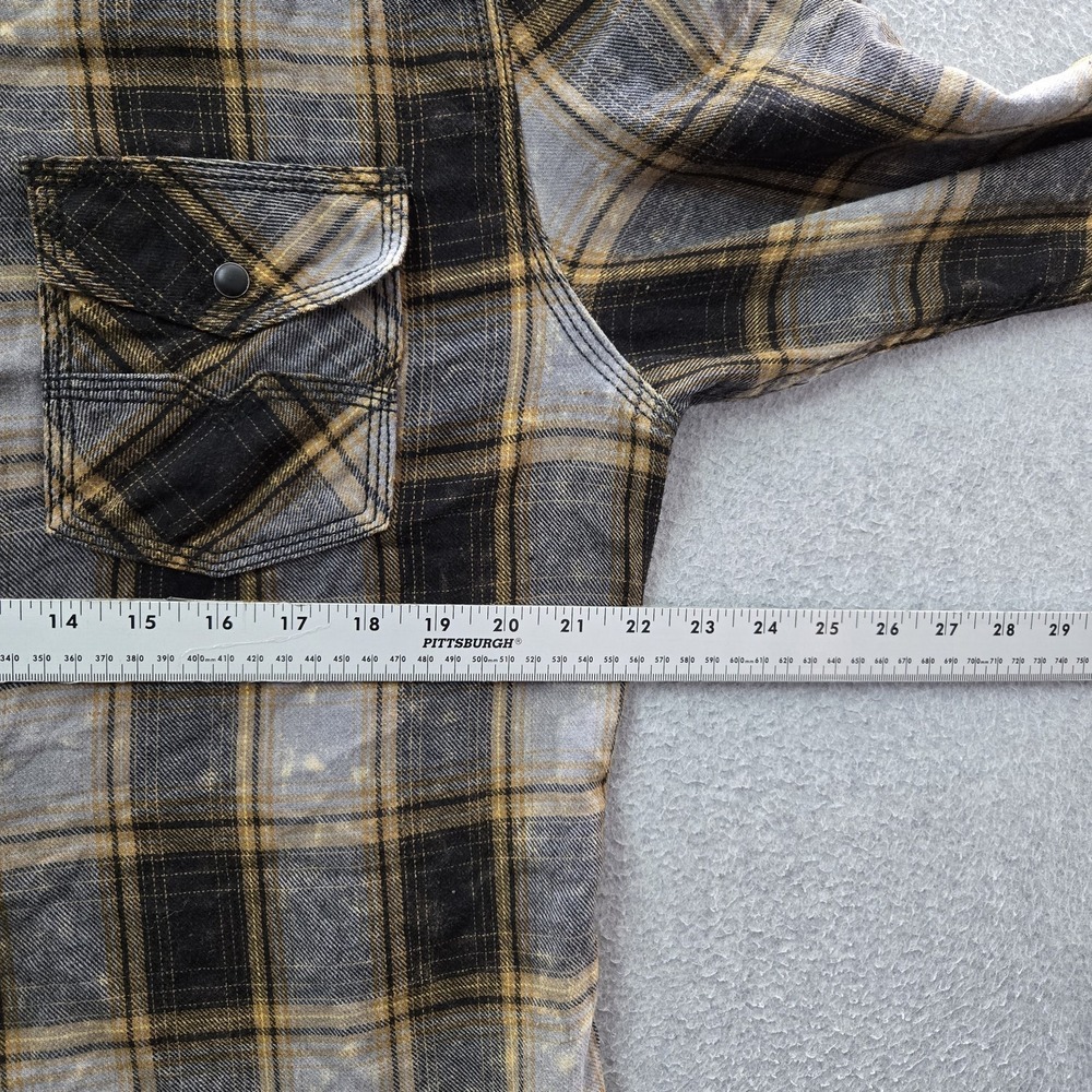 BKE Men Button Up Shirt XL Gray Plaid Flannel Vintage Grunge Long Sleeve - Picture 6 of 8